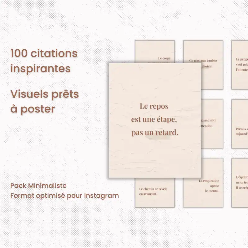 Pack Citations inspirantes – 100 visuels prêts à publier sur Instagram 2 Le pack 100 citations inspirantes univers minimaliste (couleur ivoire)