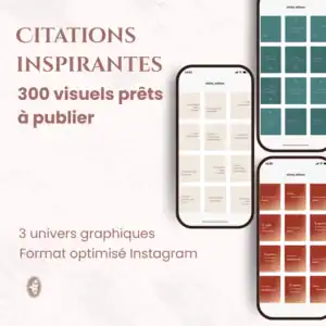 Exemples de visuels de citations inspirantes pour Instagram.