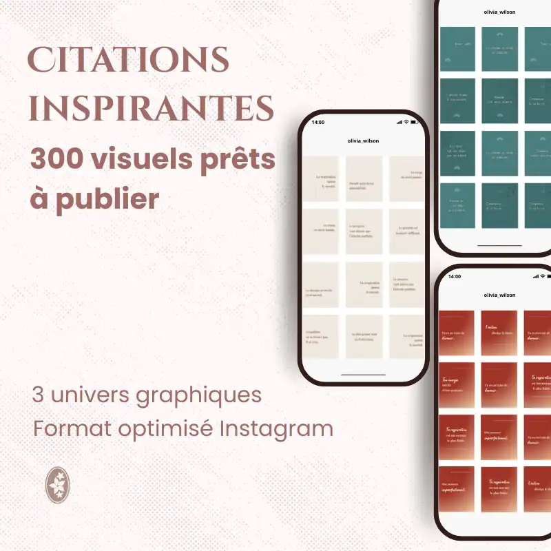 Pack Citations inspirantes – 100 visuels prêts à publier sur Instagram 1 Exemples de visuels de citations inspirantes pour Instagram.