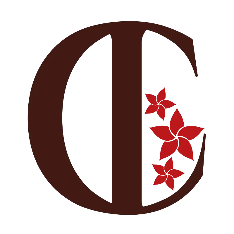 Logo_inaricom_IC Logo Inaricom avec initiales et motif fleur de frangipanier rouge